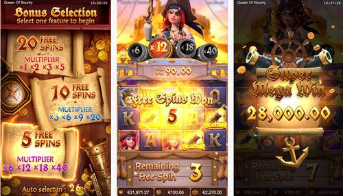 ไลน์และรูปแบบของเกม Queen of Bounty
